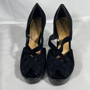 Carlos Santana Holster Black Suede Heel Size 7 1/2M